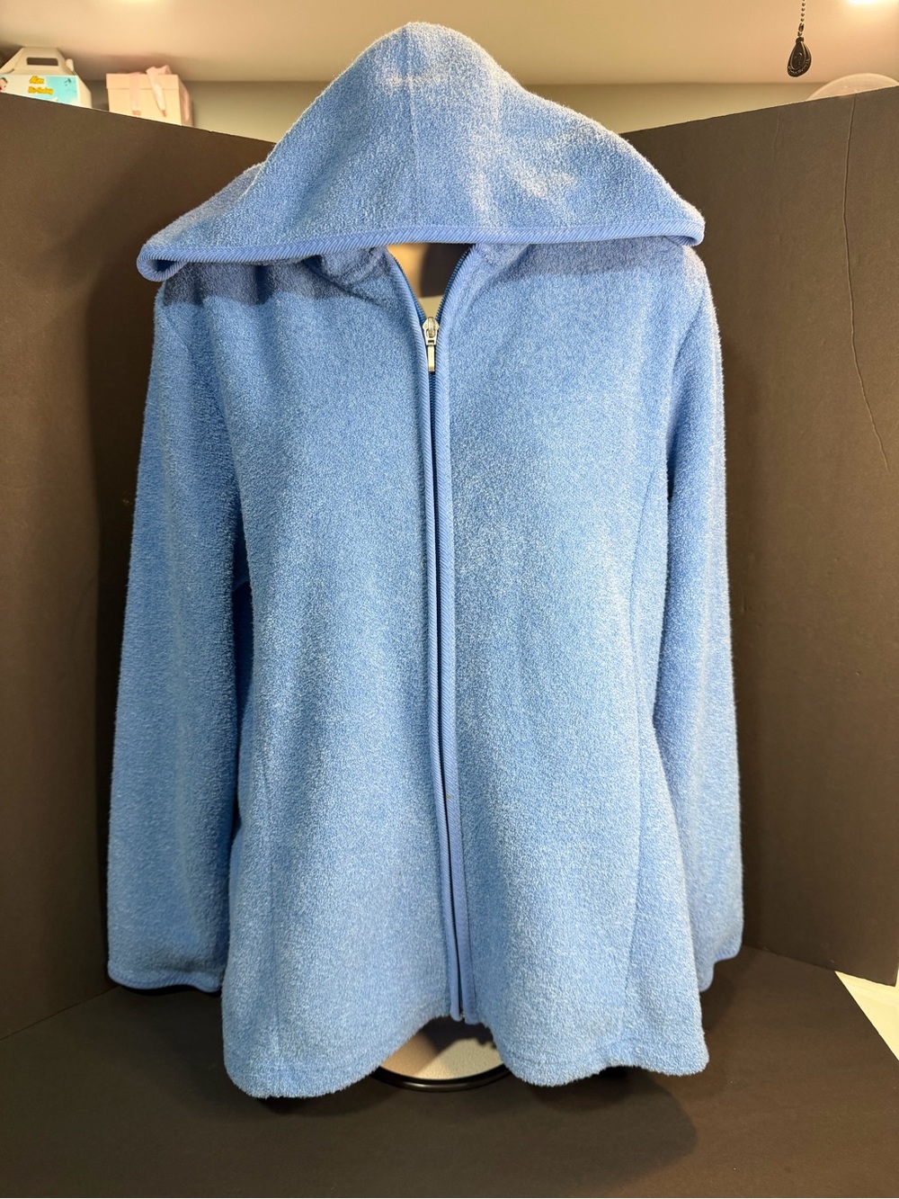 Kim Rogers Light Blue Hooded Zip-Up Teddy Jacket